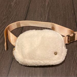 Fuzzy White Belt Bag